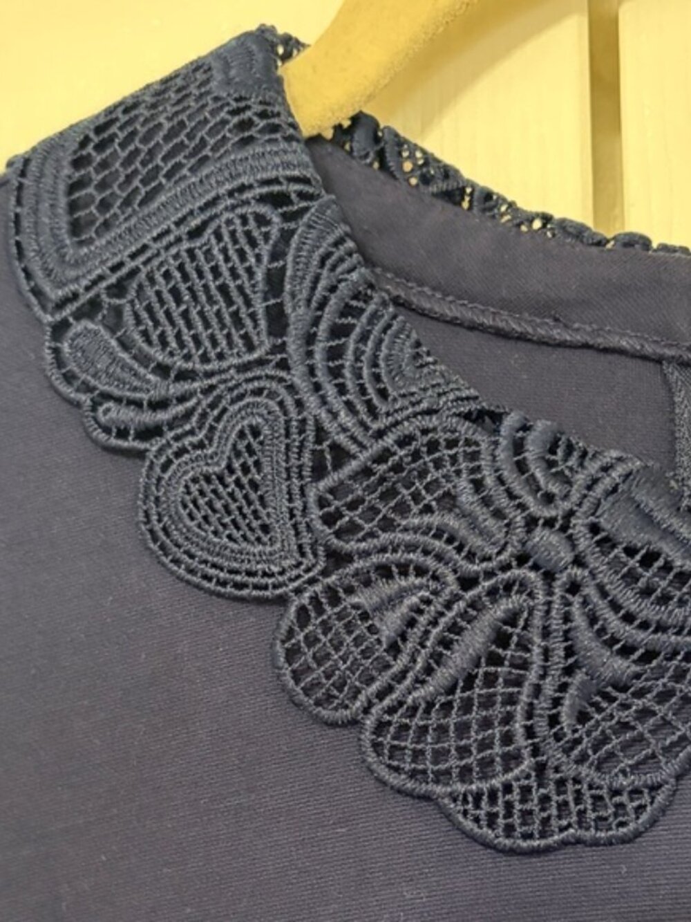 Draper James Navy Blue Lace Peter Pan Collar Ponte Knit Persley Dress Size Large - Picture 6 of 6
